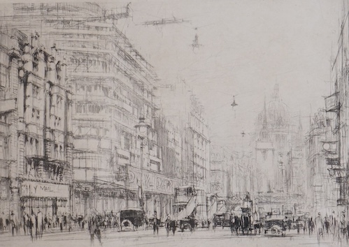 William Walcot (1874-1943), etching, ‘Fleet Street, London’, signed in pencil, 18 x 23cm. Condition - fair